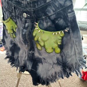 Edgy HandPainted & Studded Women's TieDye Shorts